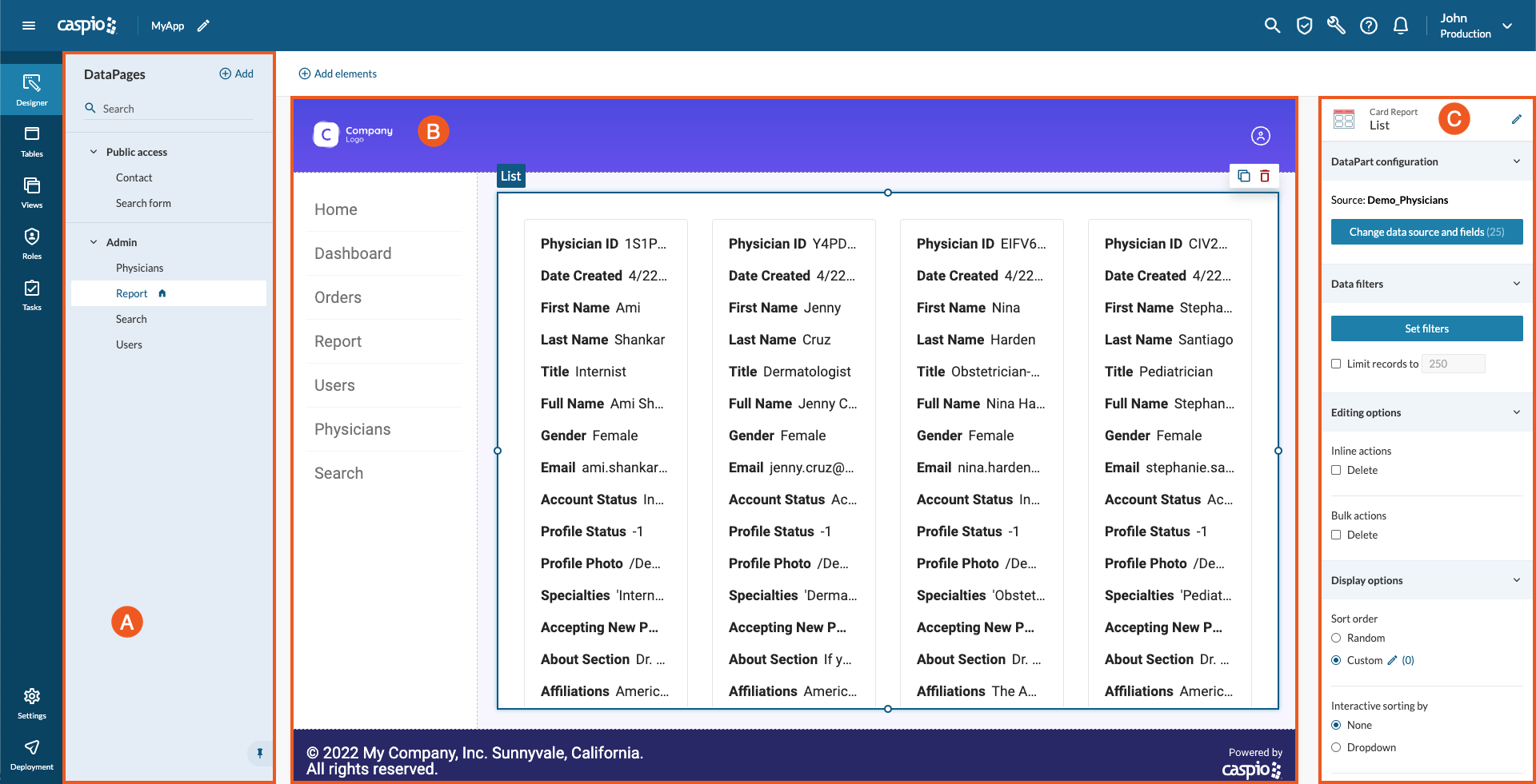 App Designer view with the main elements selected.